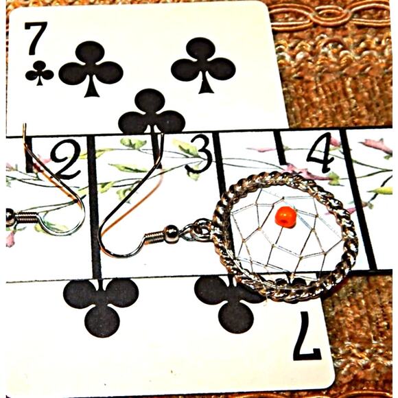 Orange "Spider" in Web Earrings - Picture 10 of 10